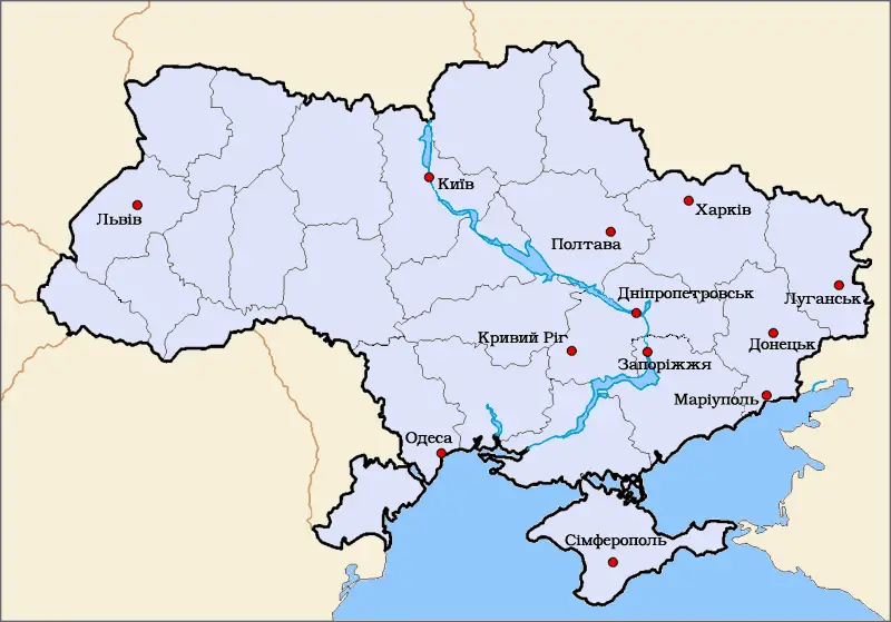 Map of Ukrainian Premier League 2008 09 Ukrainian