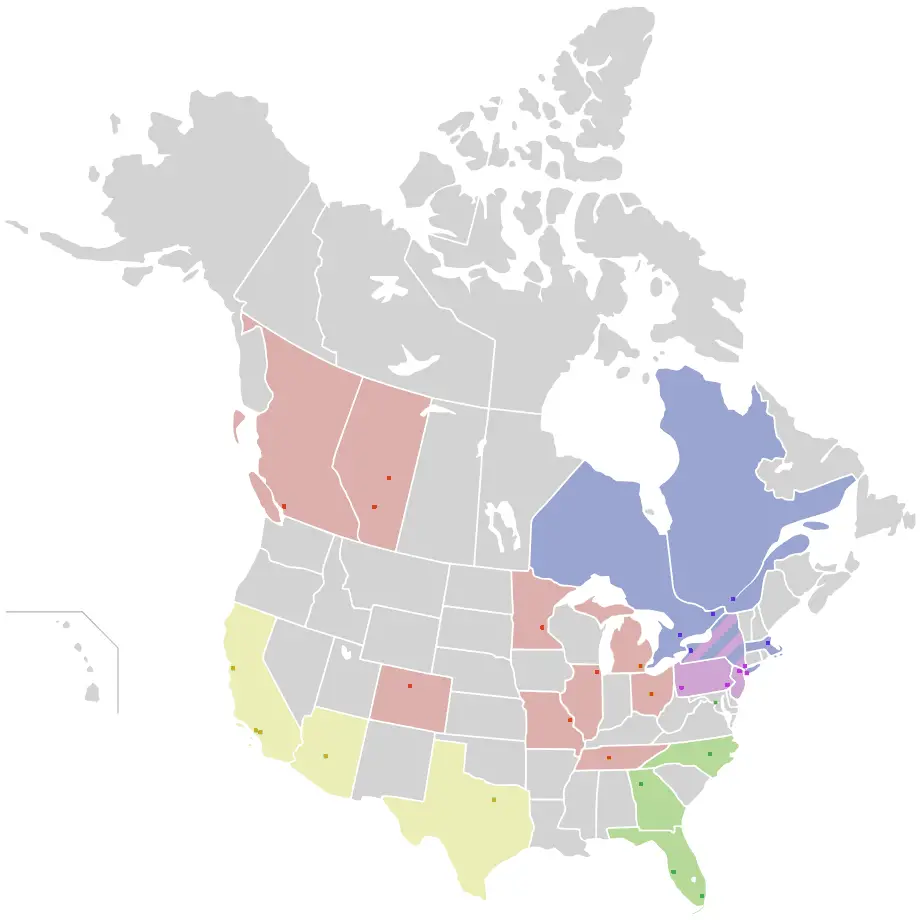Map of Usa And Canada, Nhl