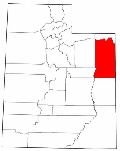 Map of Utah Highlighting Uintah County