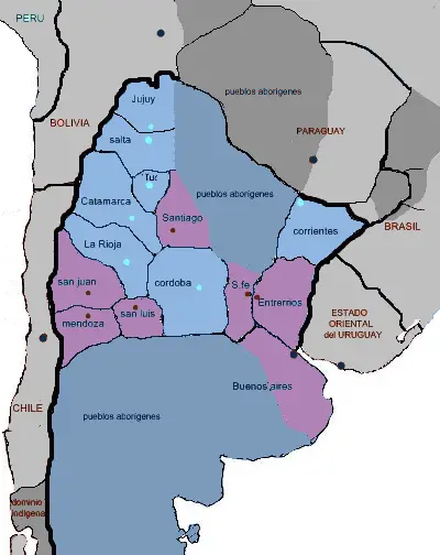 Mapa Argentina 1840 Coalicion Del Norte