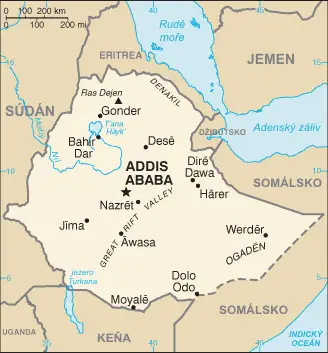 Mapa Etiopie