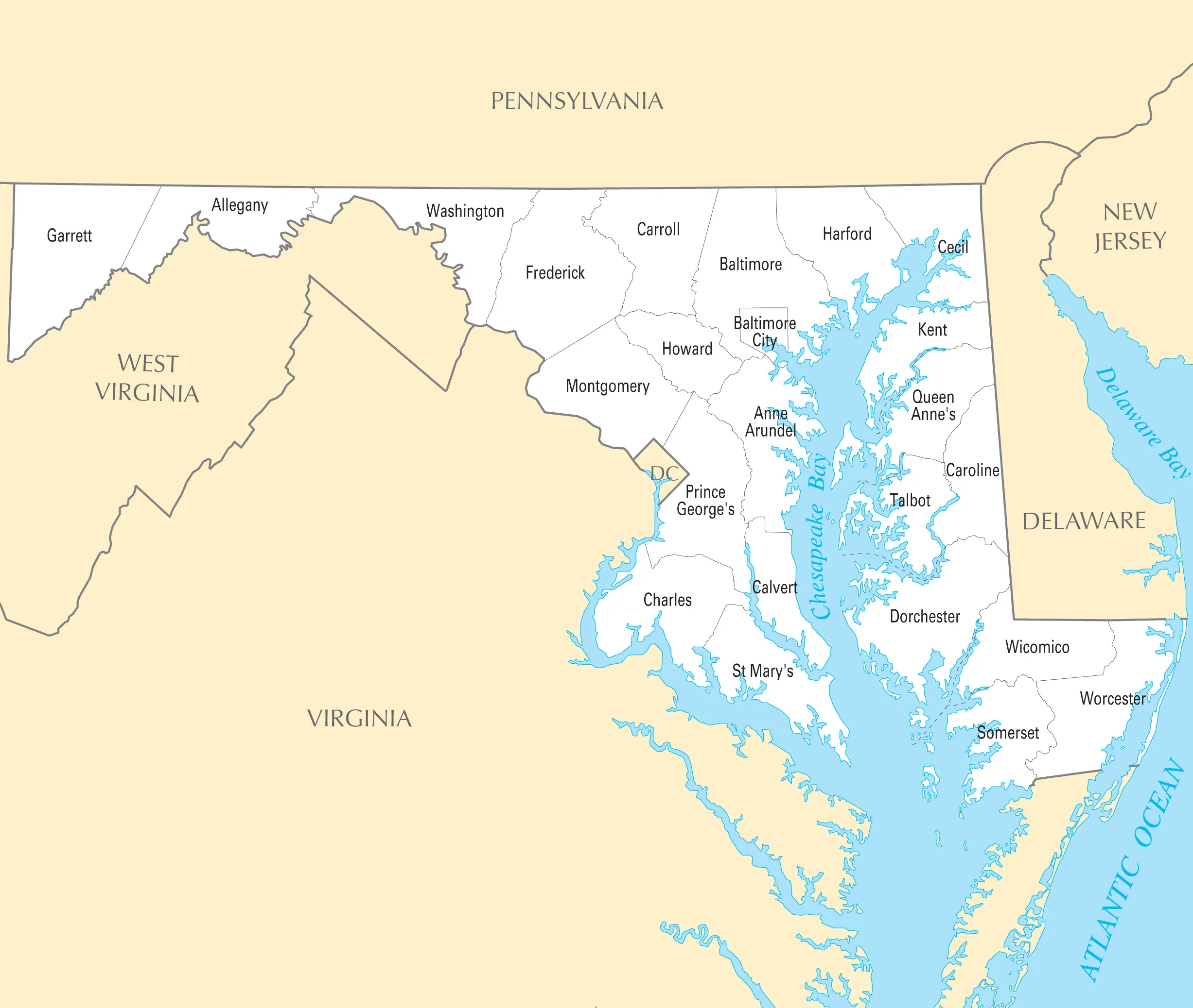 Maryland County Map Mapsof Net
