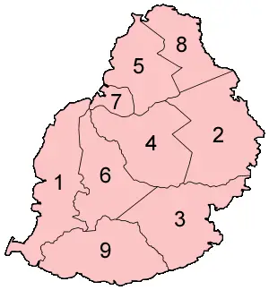 Mauritius Districts Numbered