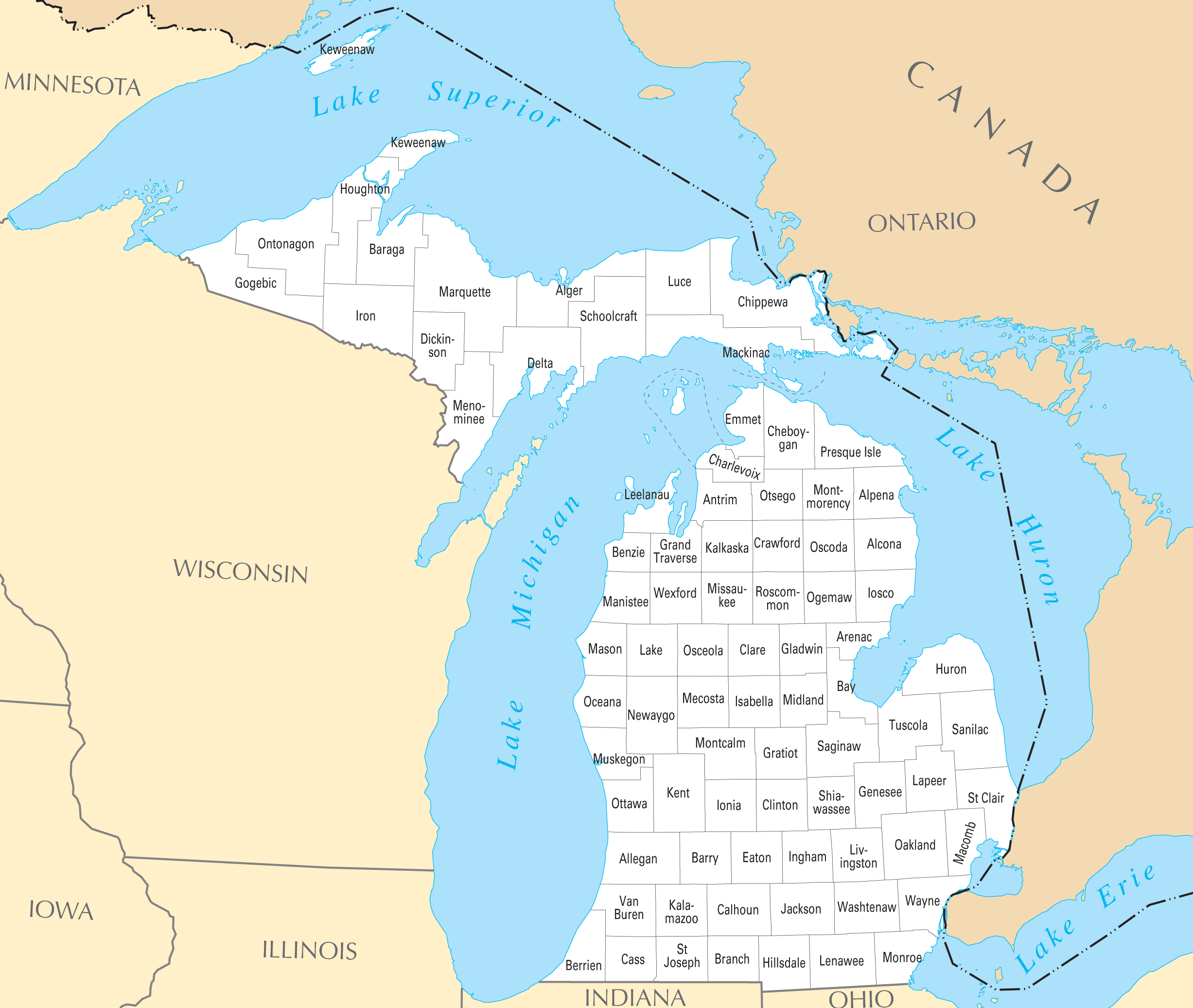 Michigan County Map