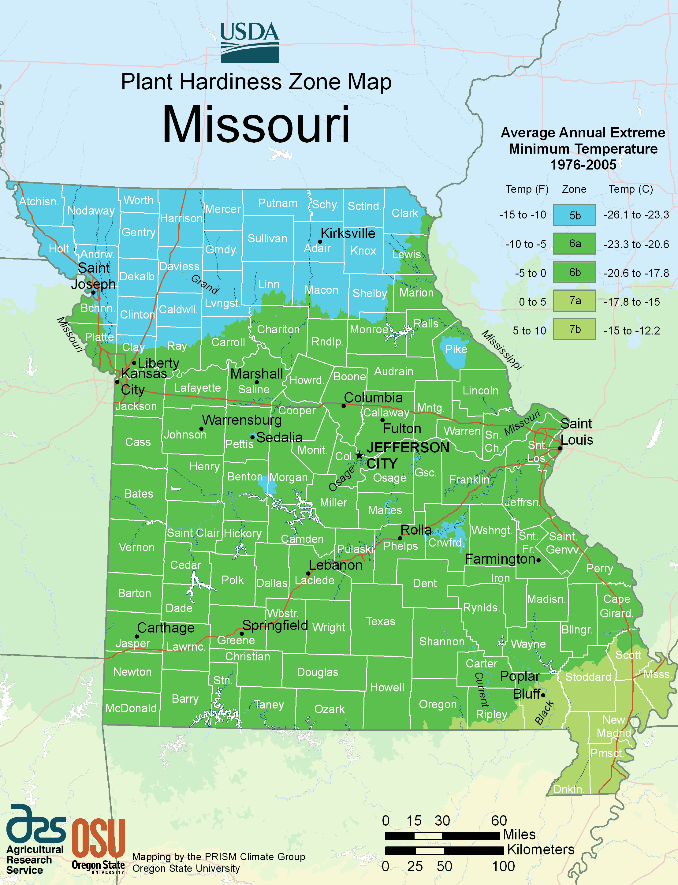 Missouri Plant Hardiness Zone Map MapSof