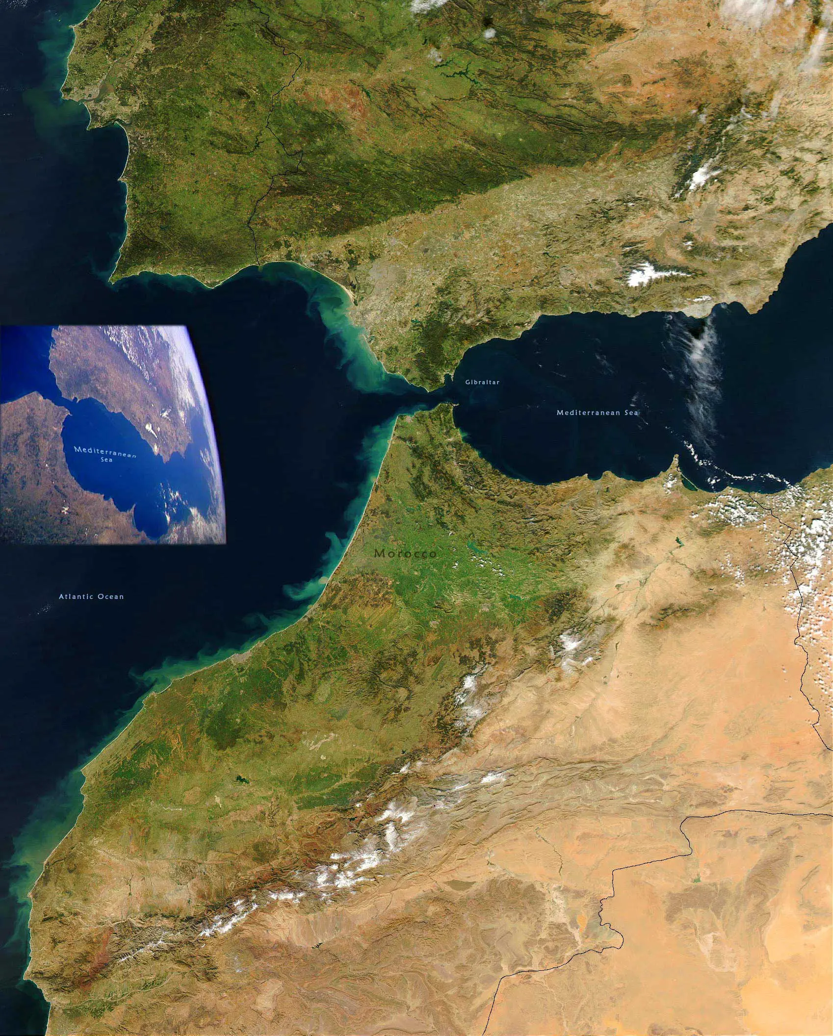 Morocco Spain Satellite Image