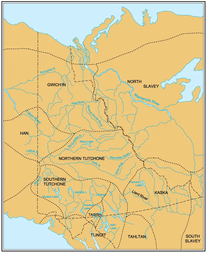 Nation Languages Map of Yukon