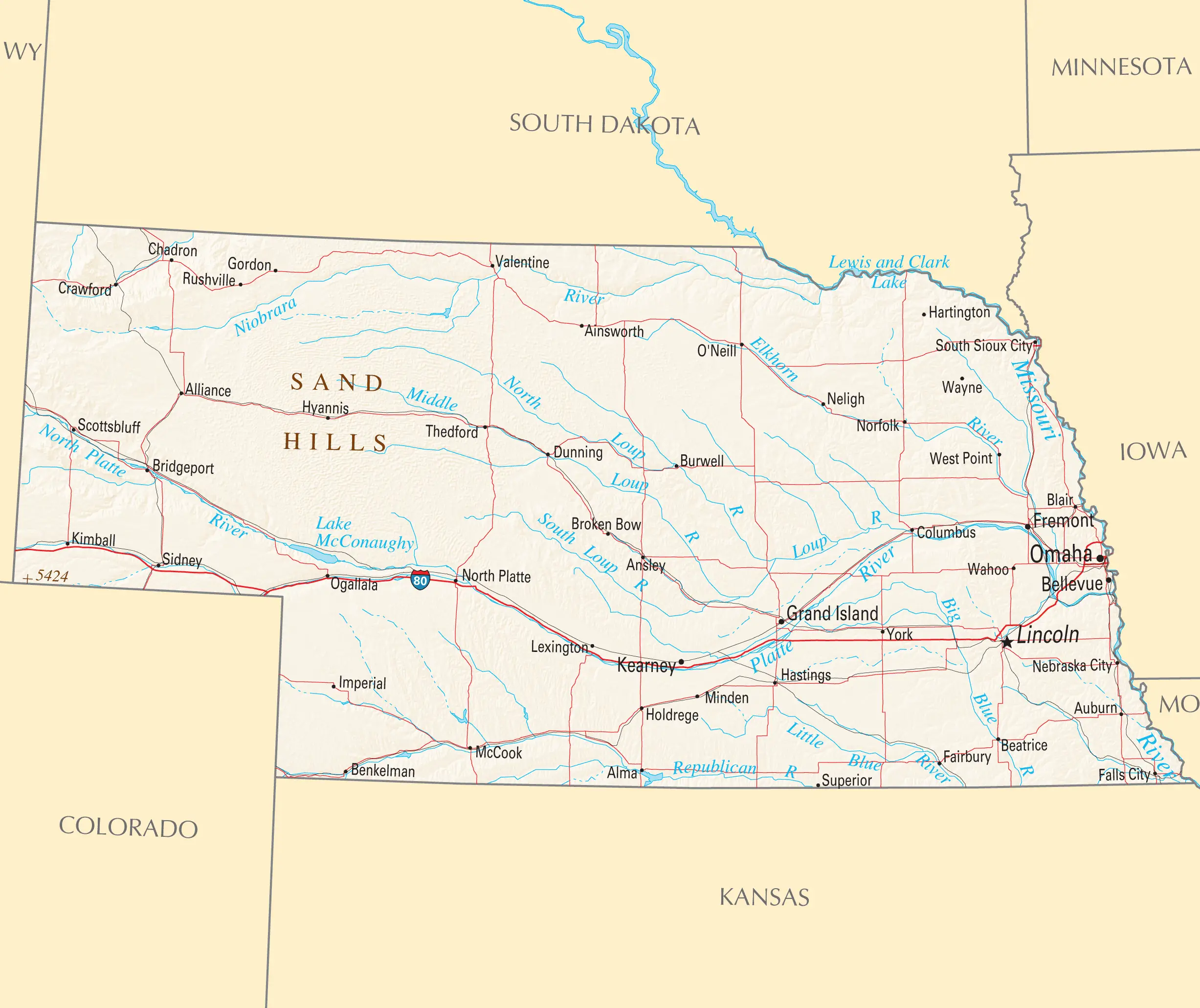 Nebraska Reference Map