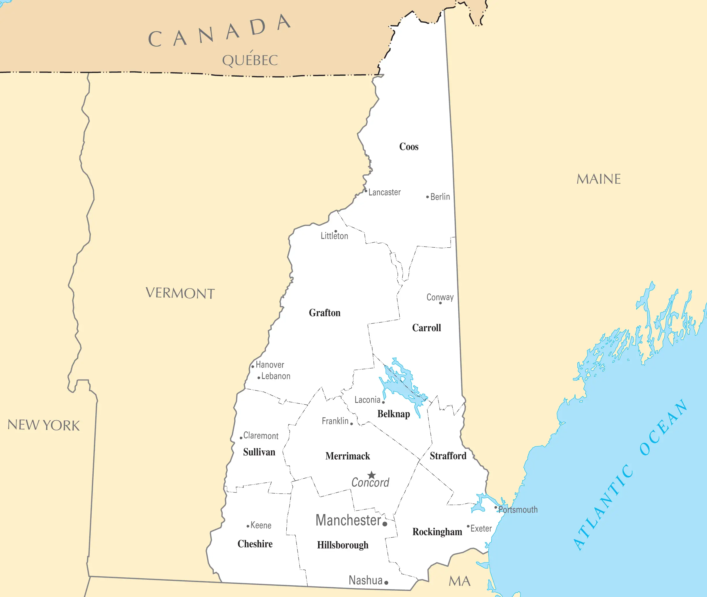 New Hampshire Cities And Towns