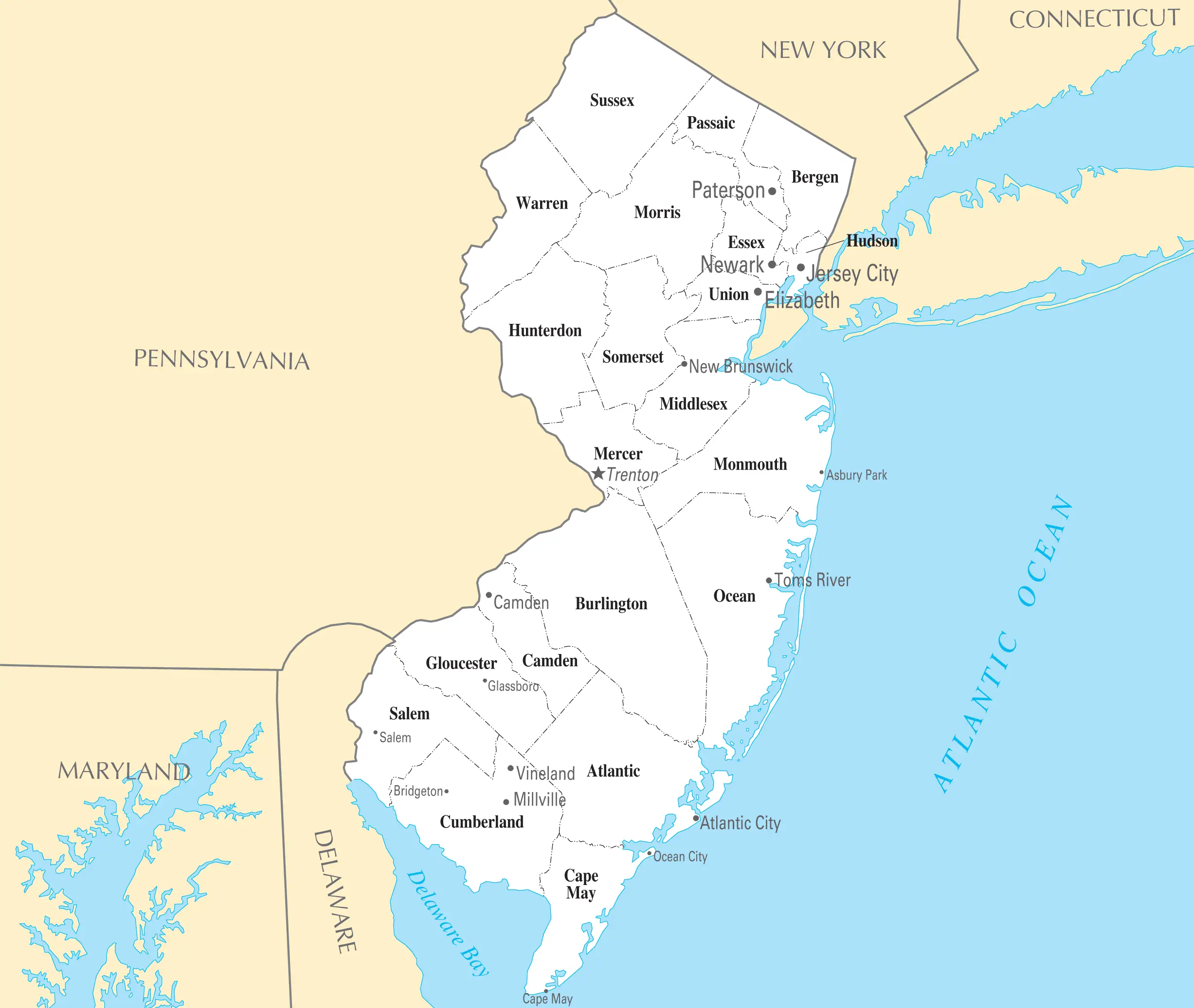 New Jersey Cities And Towns
