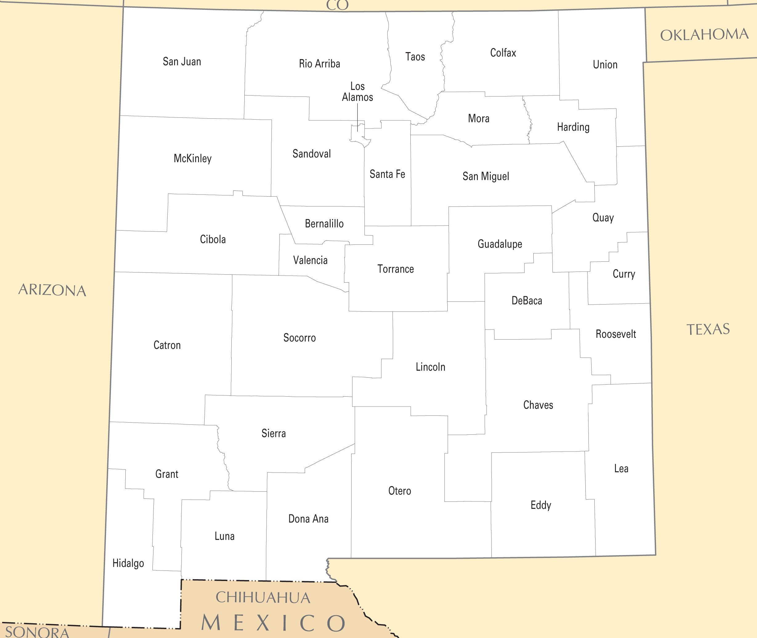 New Mexico County Map