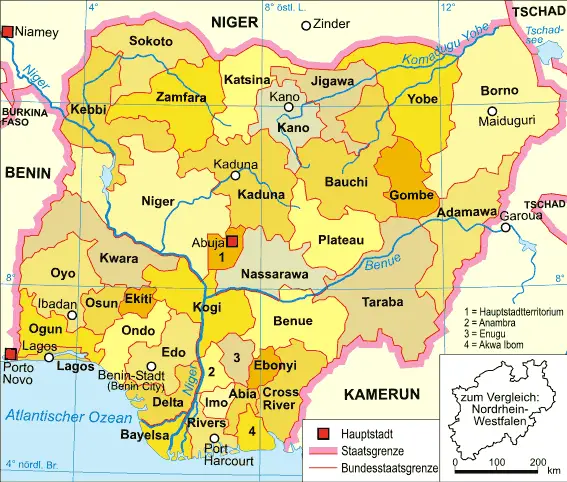 Nigeria Karte Politisch