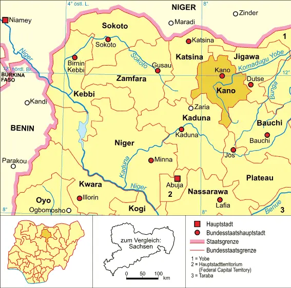 Nigeria Karte Politisch Kano