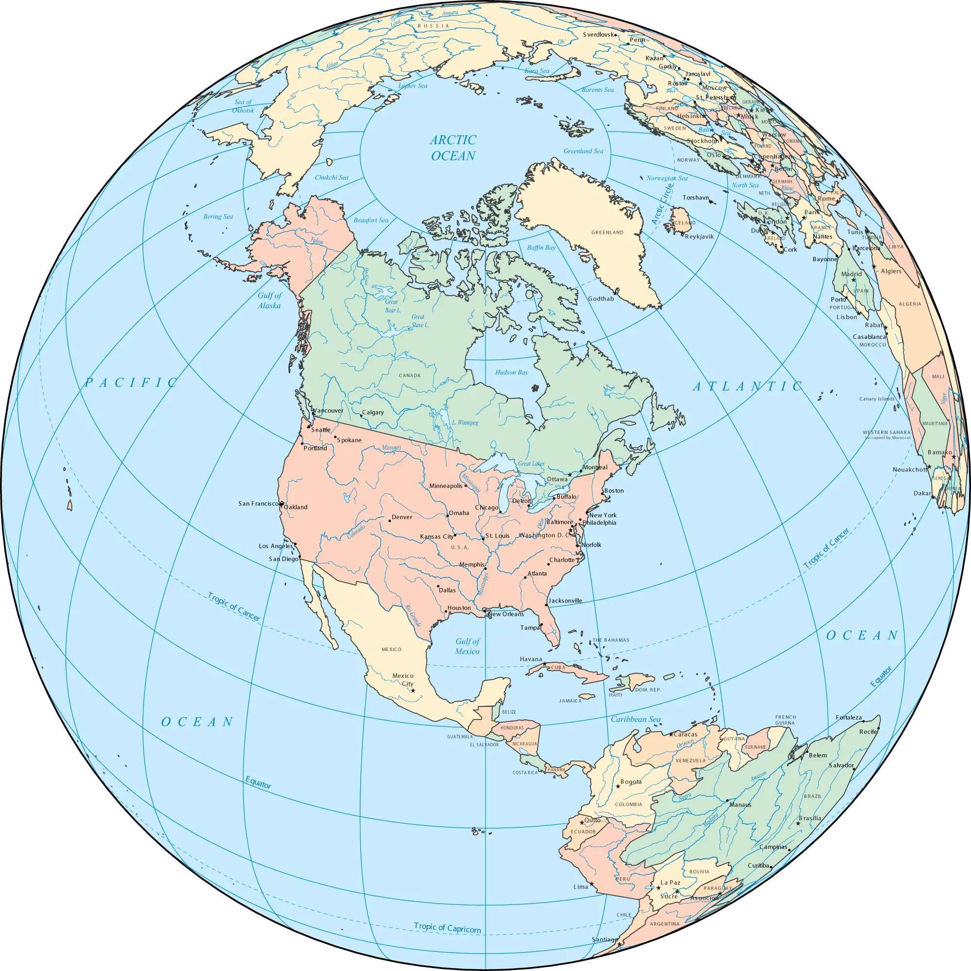 North America Globe