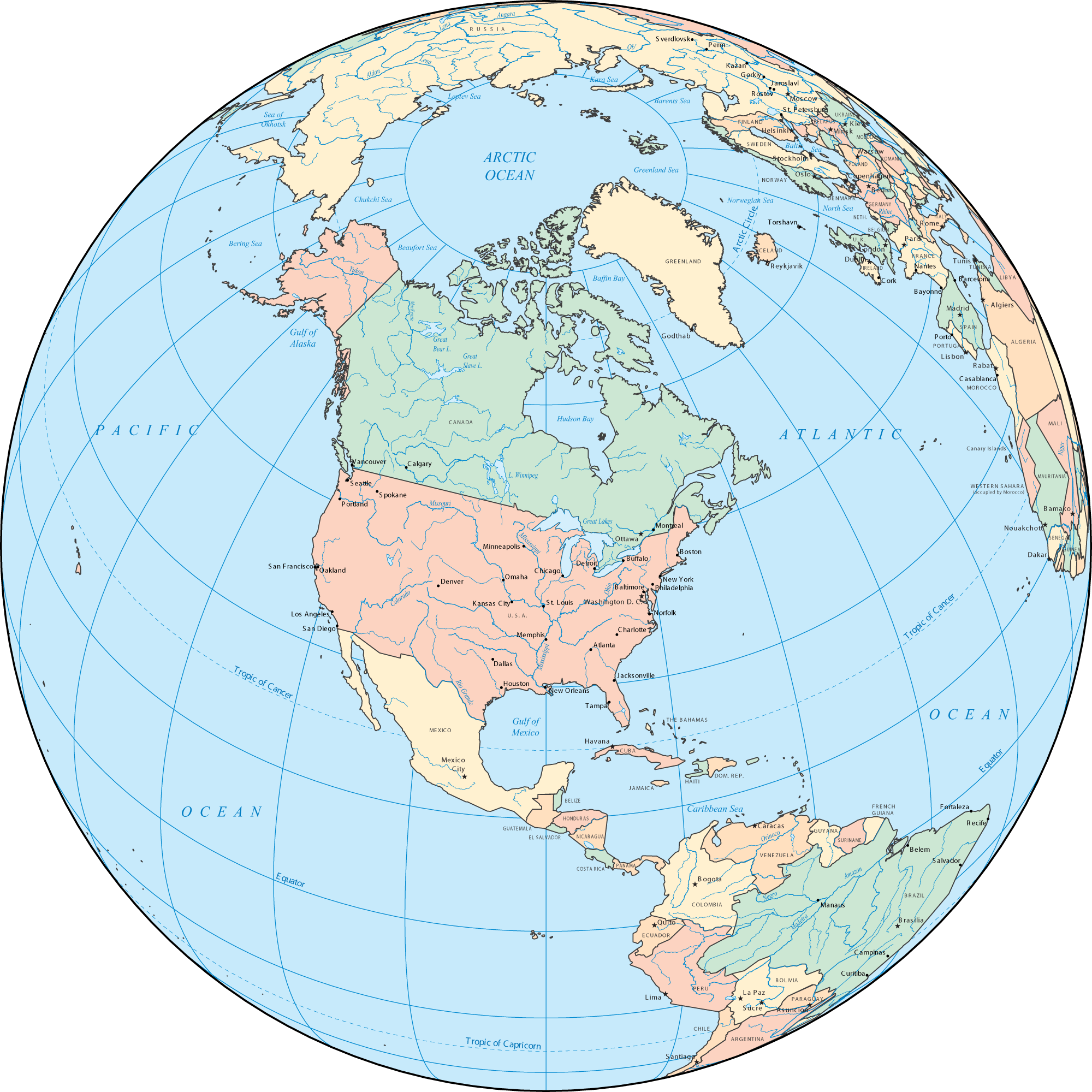 North America Globe