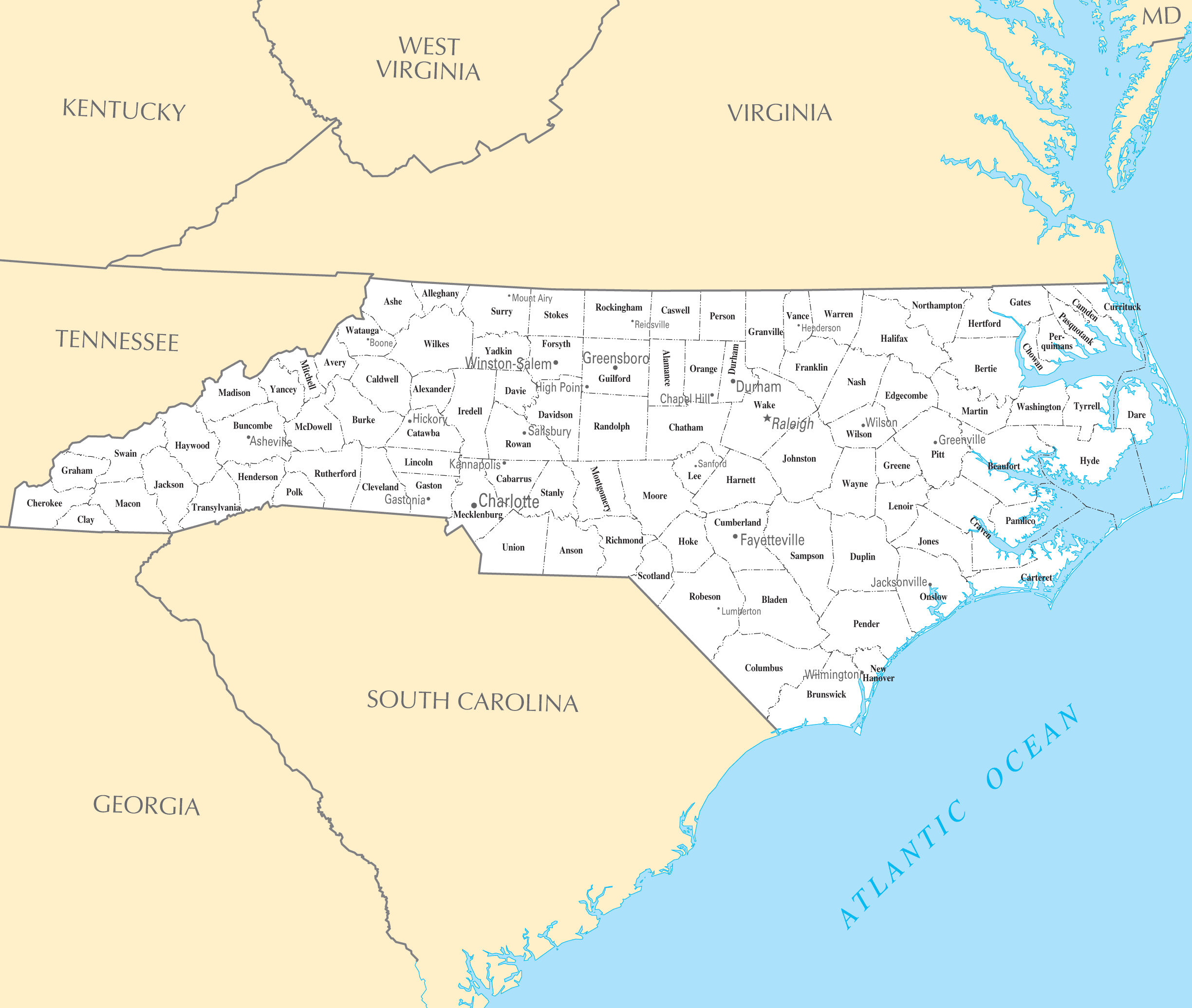 North Carolina Cities And Towns