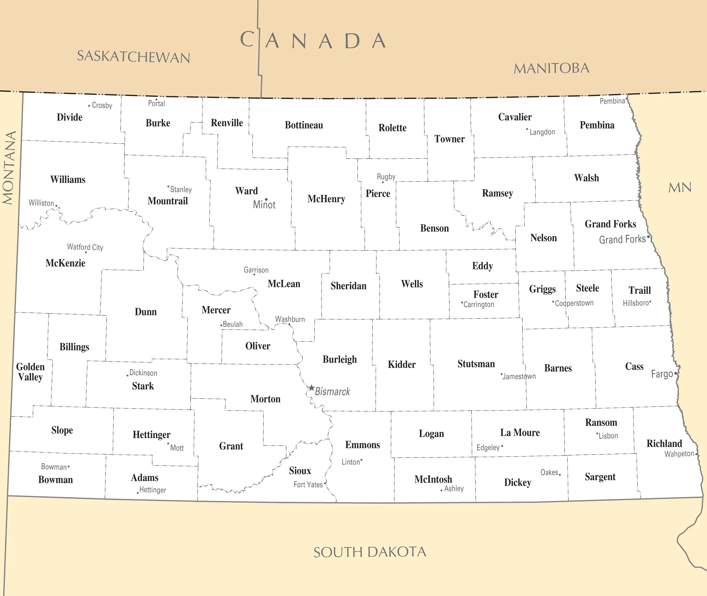 North Dakota Cities And Towns