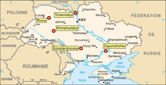 Nuclear Power Plants Map Ukraine Fr