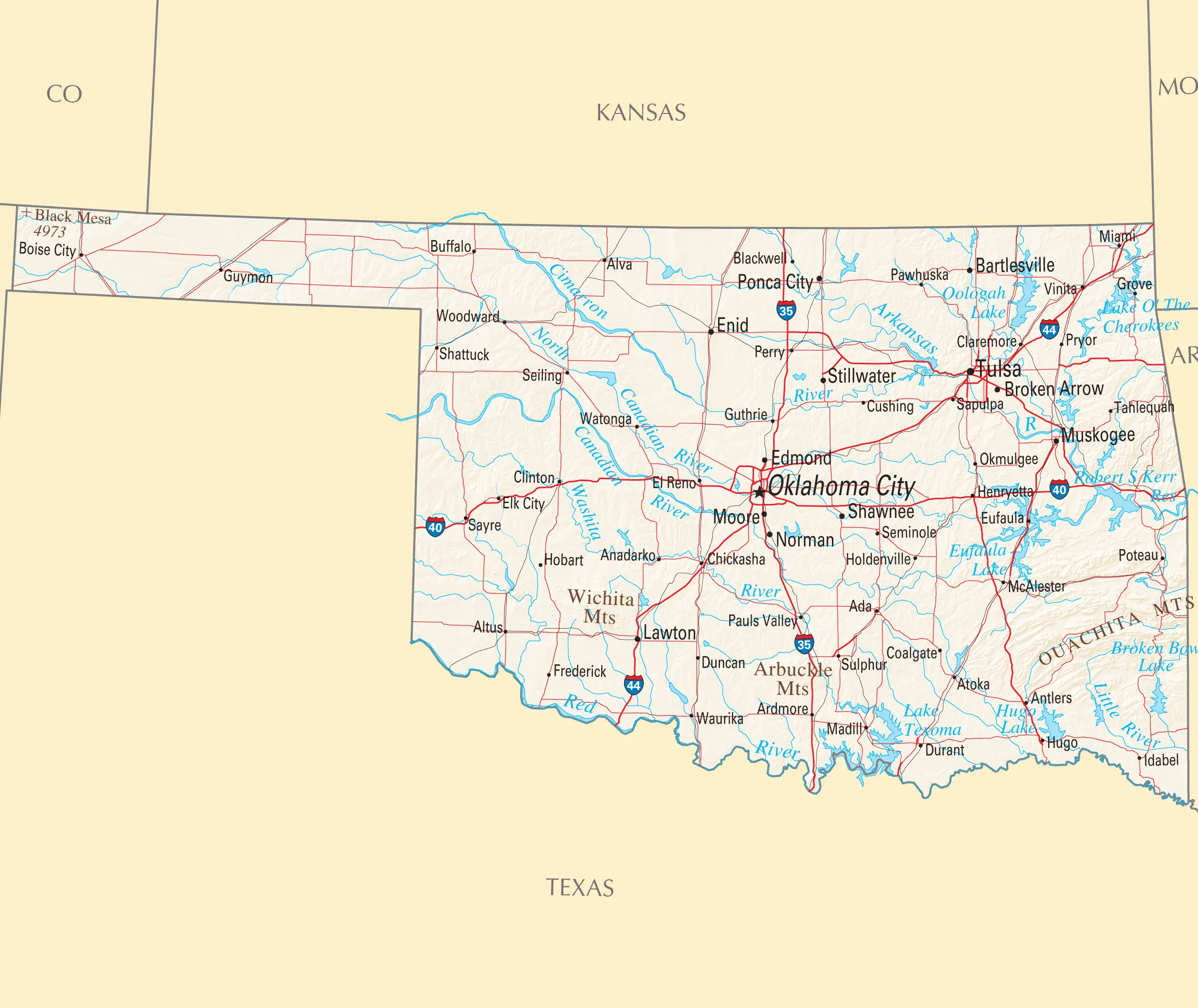Printable Oklahoma Map With Cities - United States Map