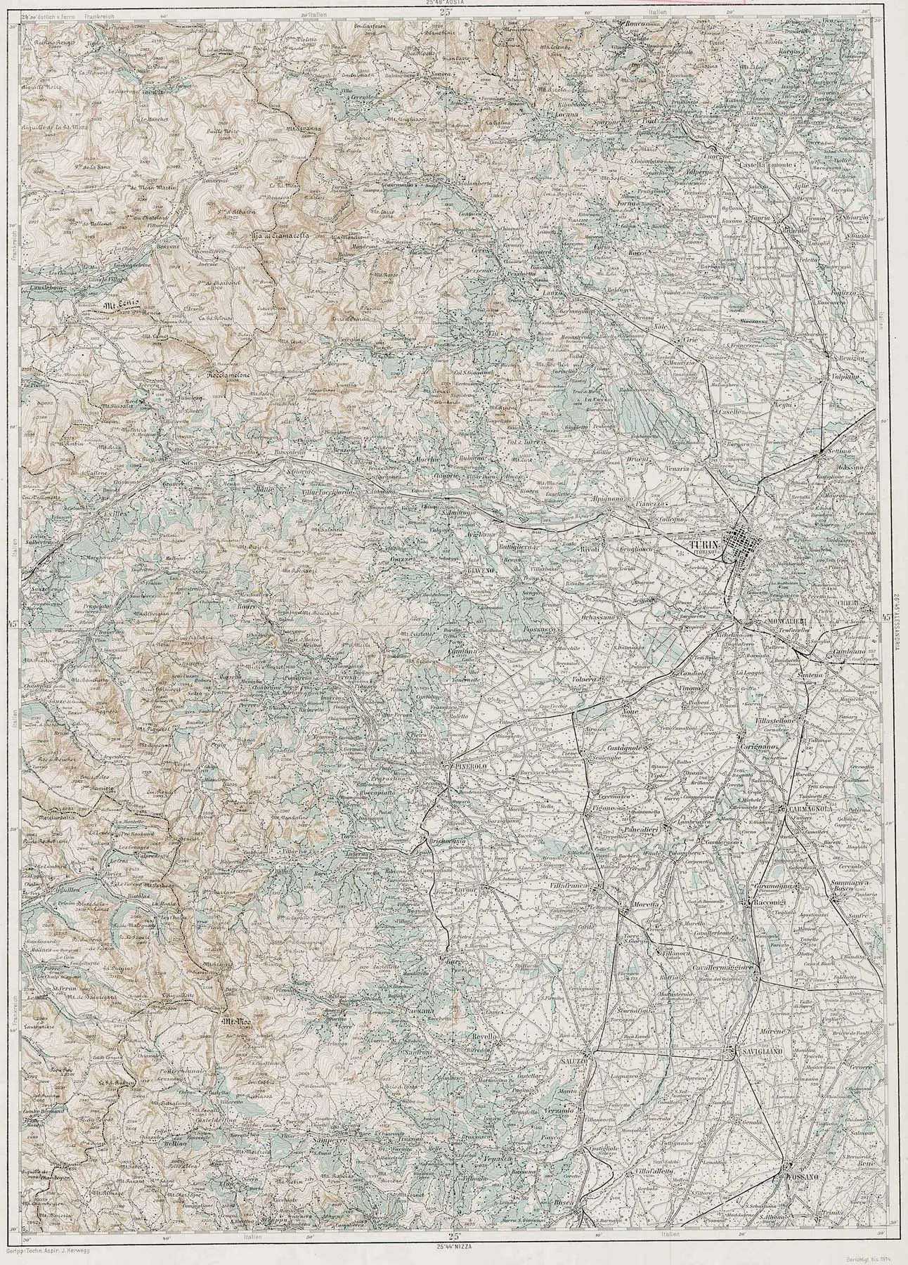 Physical Map Turin (torino)