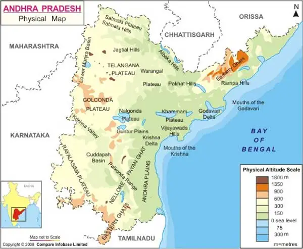 Physical Map of Andhra Pradesh