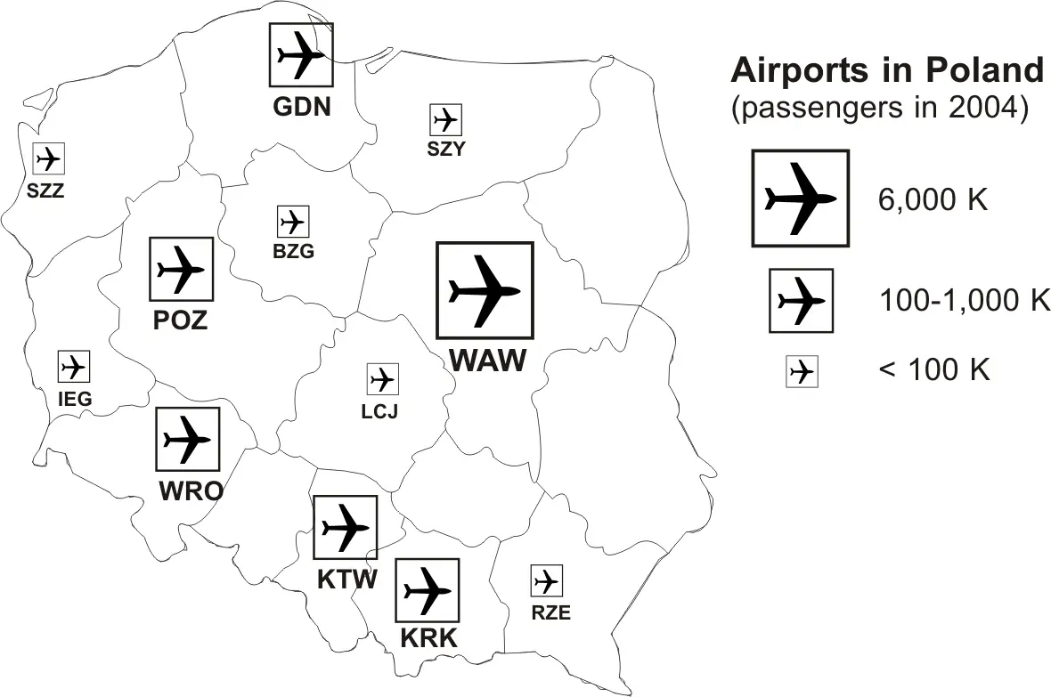 Polish Airports - Mapsof.Net