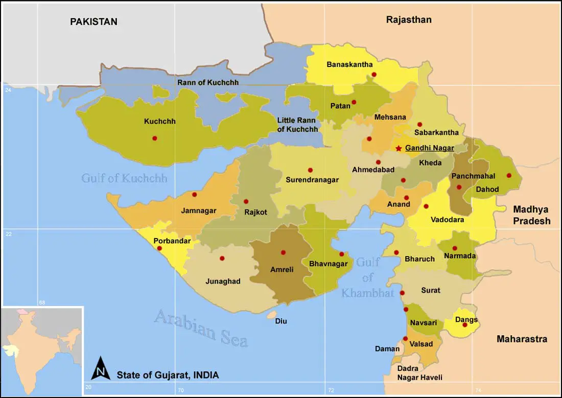 Political Map of Gujarat