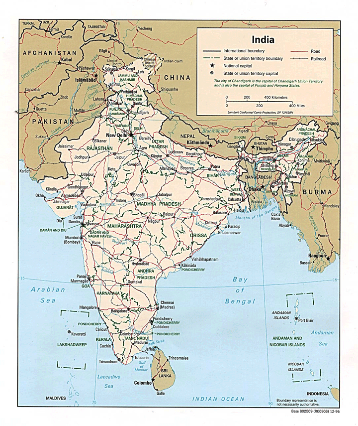 Political Map of India 1996