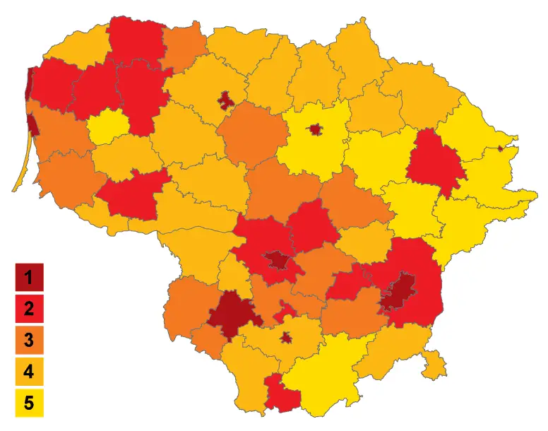 Population Density In Municipalities of Lithuania (blank)