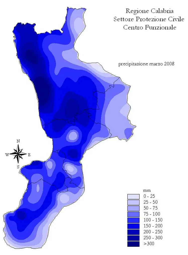 Precipitation Hydrographic Map Calabria