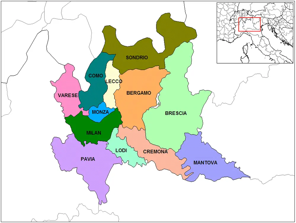 Province Map Lombardy - MapSof.net