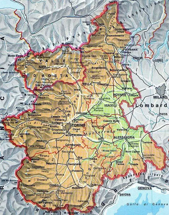 Pysical Map Piedmont