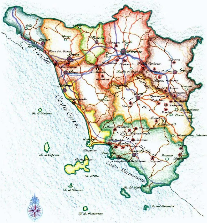 Pysical Map Tuscany