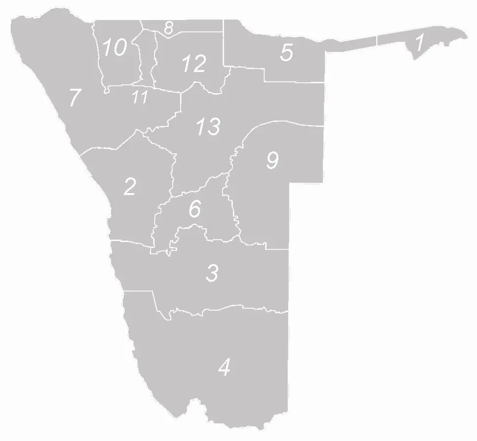 Regionen In Namibia Nummeriert