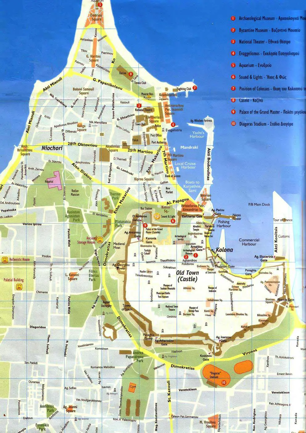 tourist map rhodes town