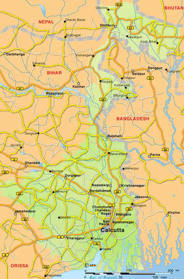 Road Map of West Bengal
