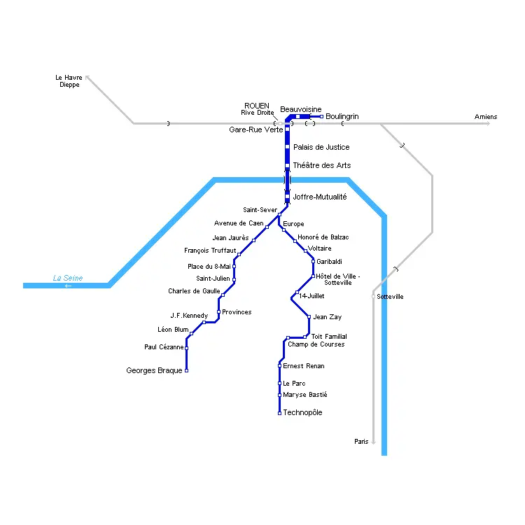 Rouen Metro Map