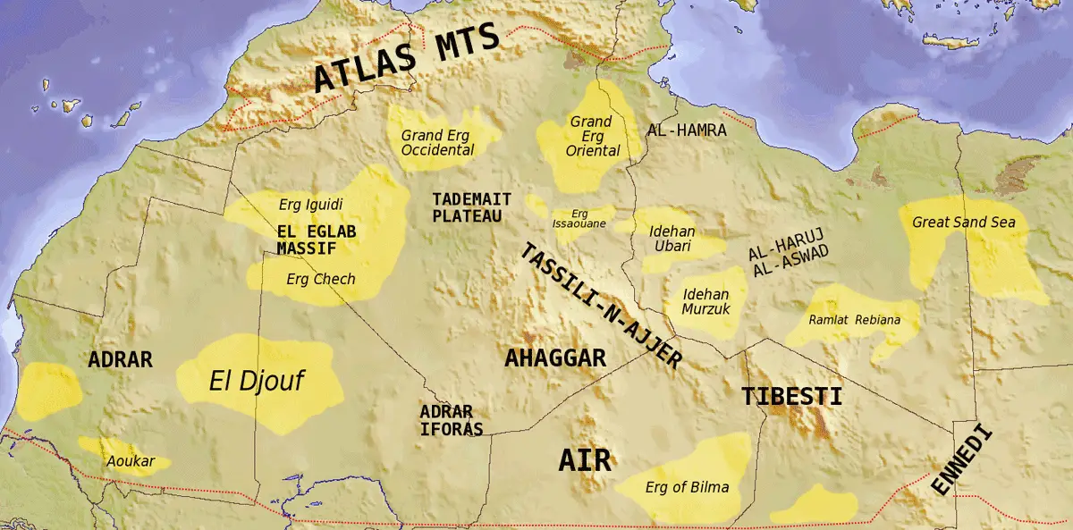 Saharan Topographic Elements Map