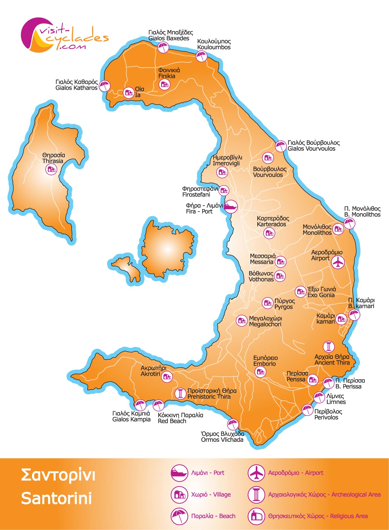 Santorini Touristic Map