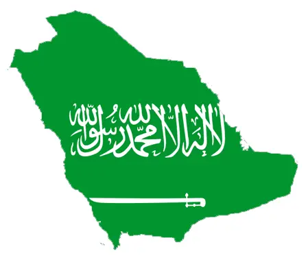 Saudi Arabia Flag Map - Mapsof.Net