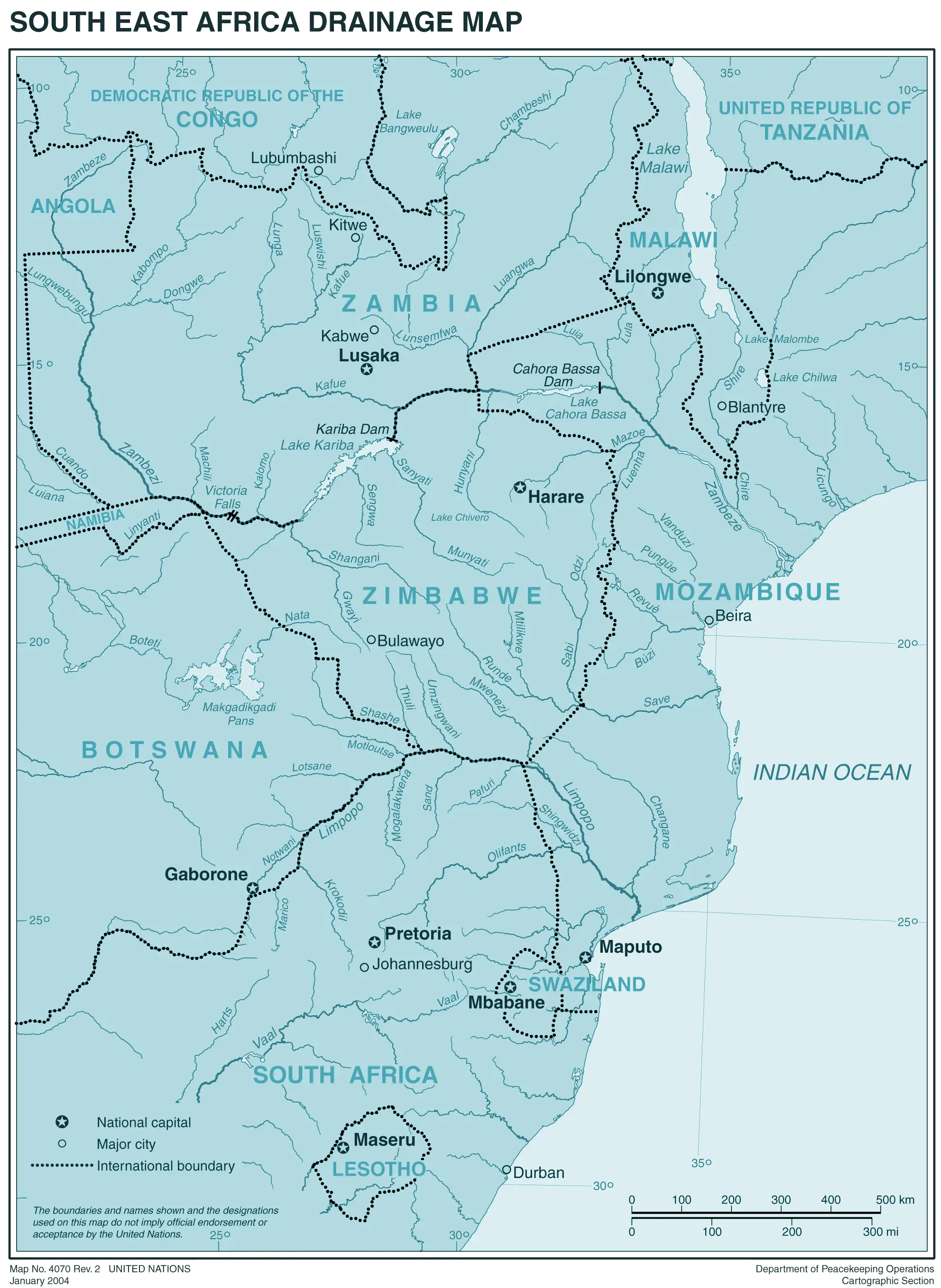 Se Africa Drainage Map