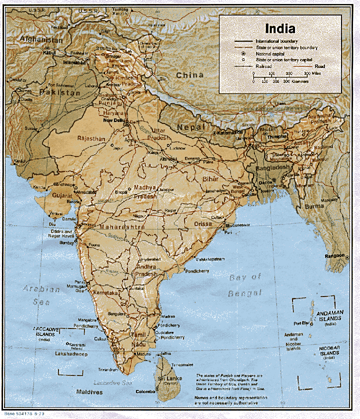 Shared Releif Map of India 1979