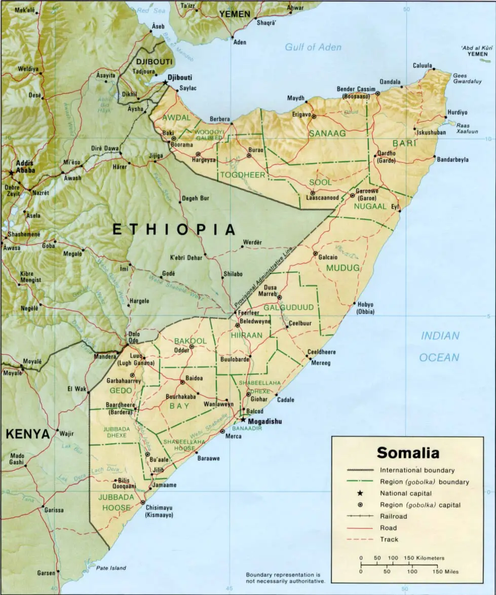 Somalia Map 1992