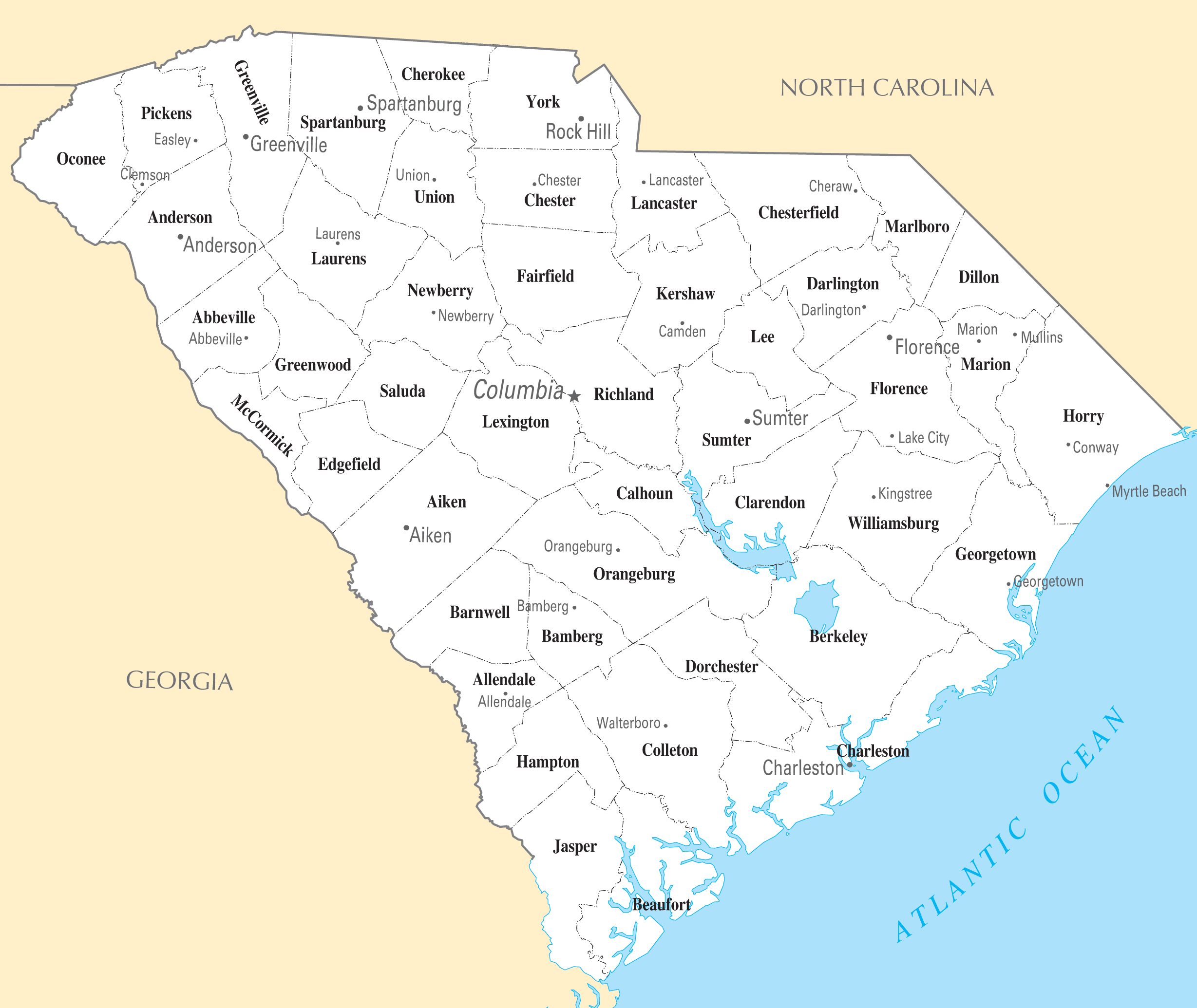 South Carolina Cities And Towns