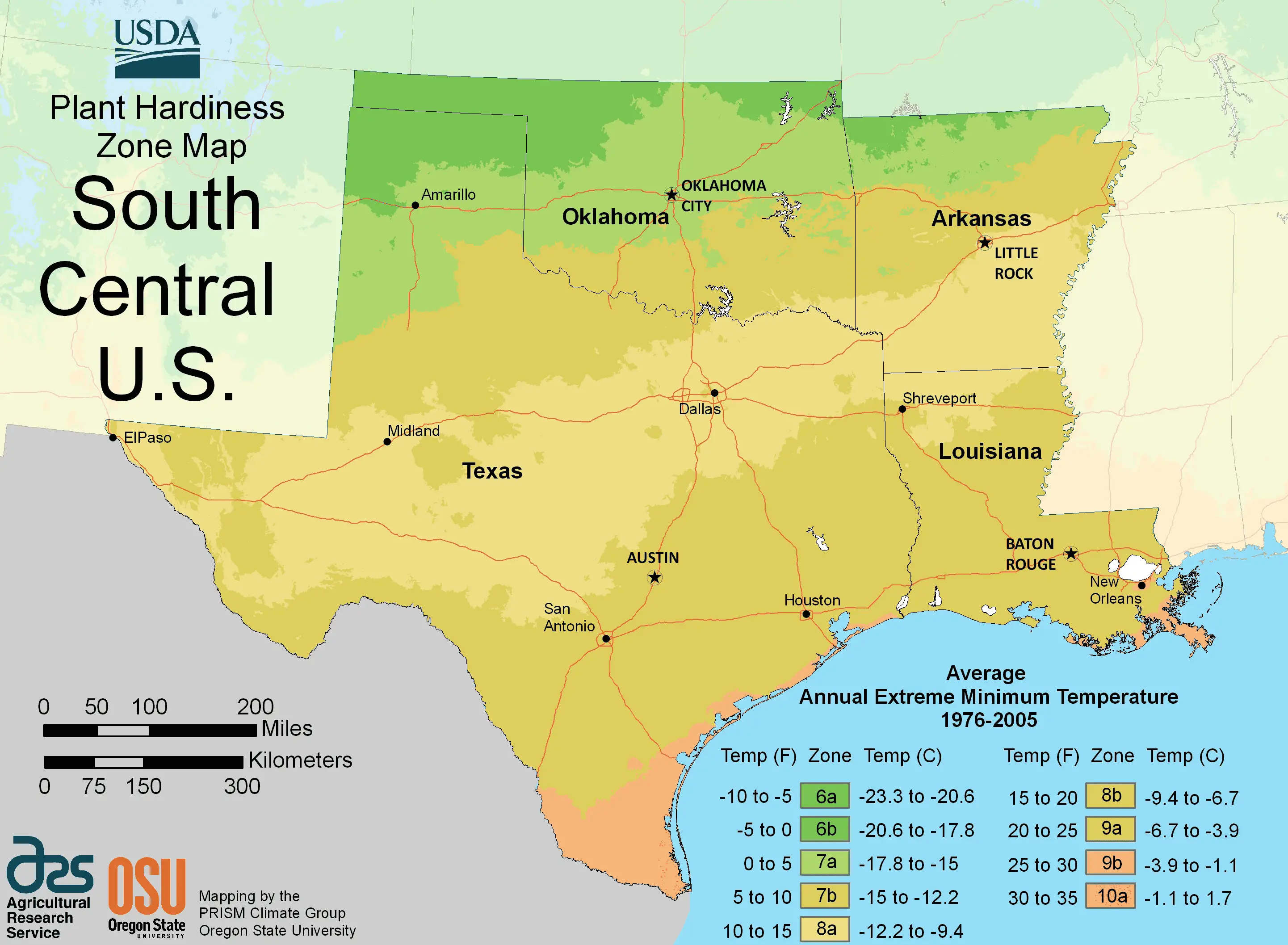 South Central Us Plant Hardiness Zone Map