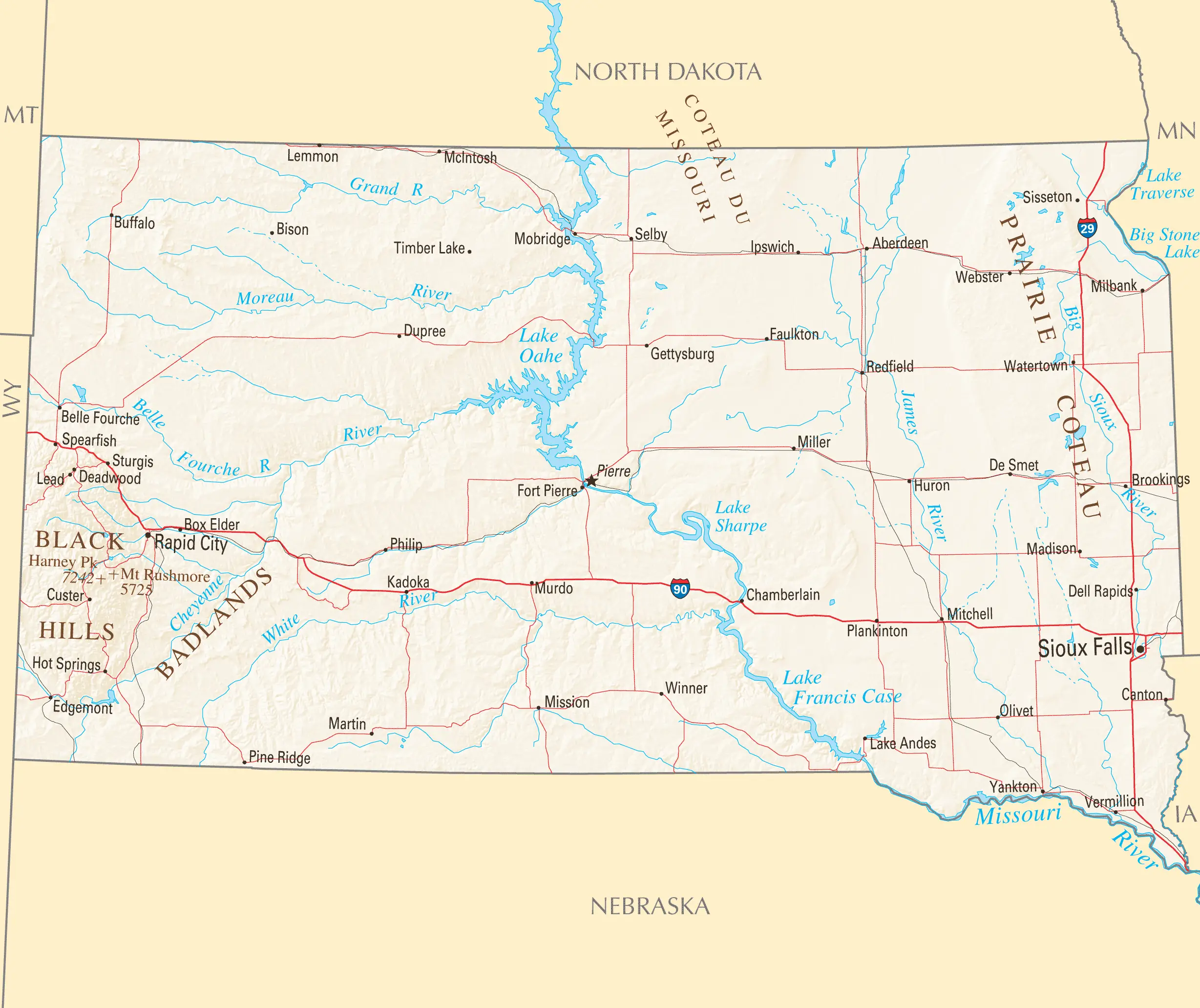 South Dakota Reference Map