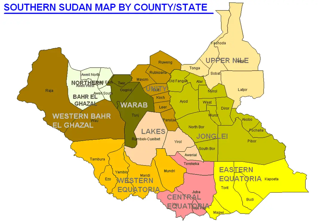 South Sudan Map States