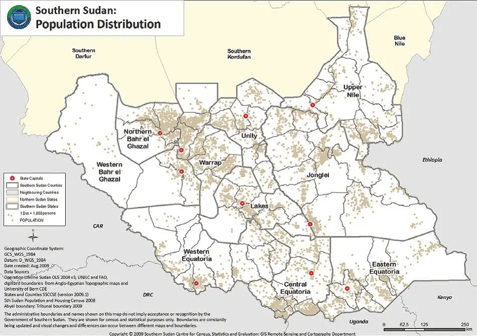 Southern Sudan Population Distribution