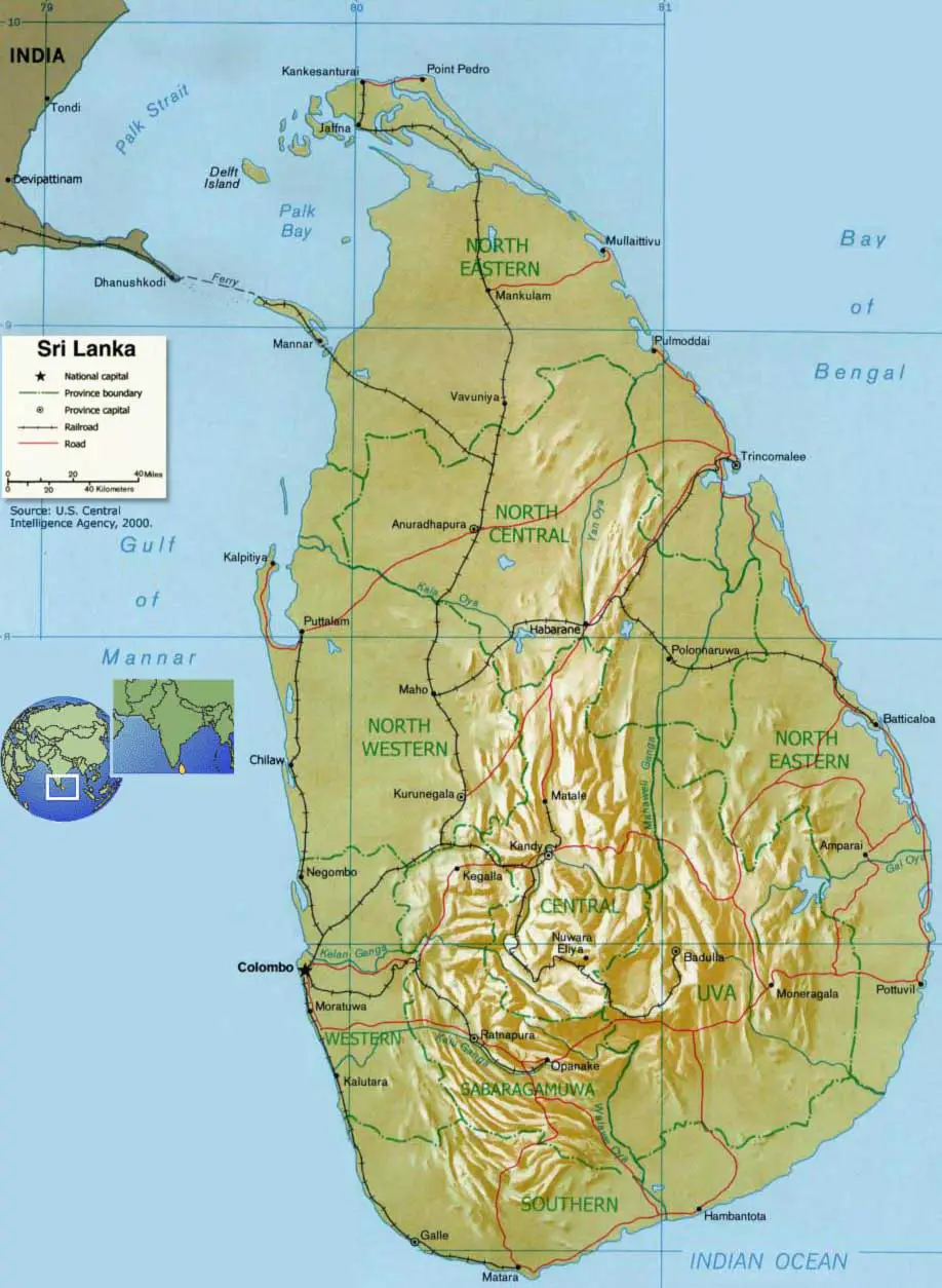 Sri Lanka Relief Map