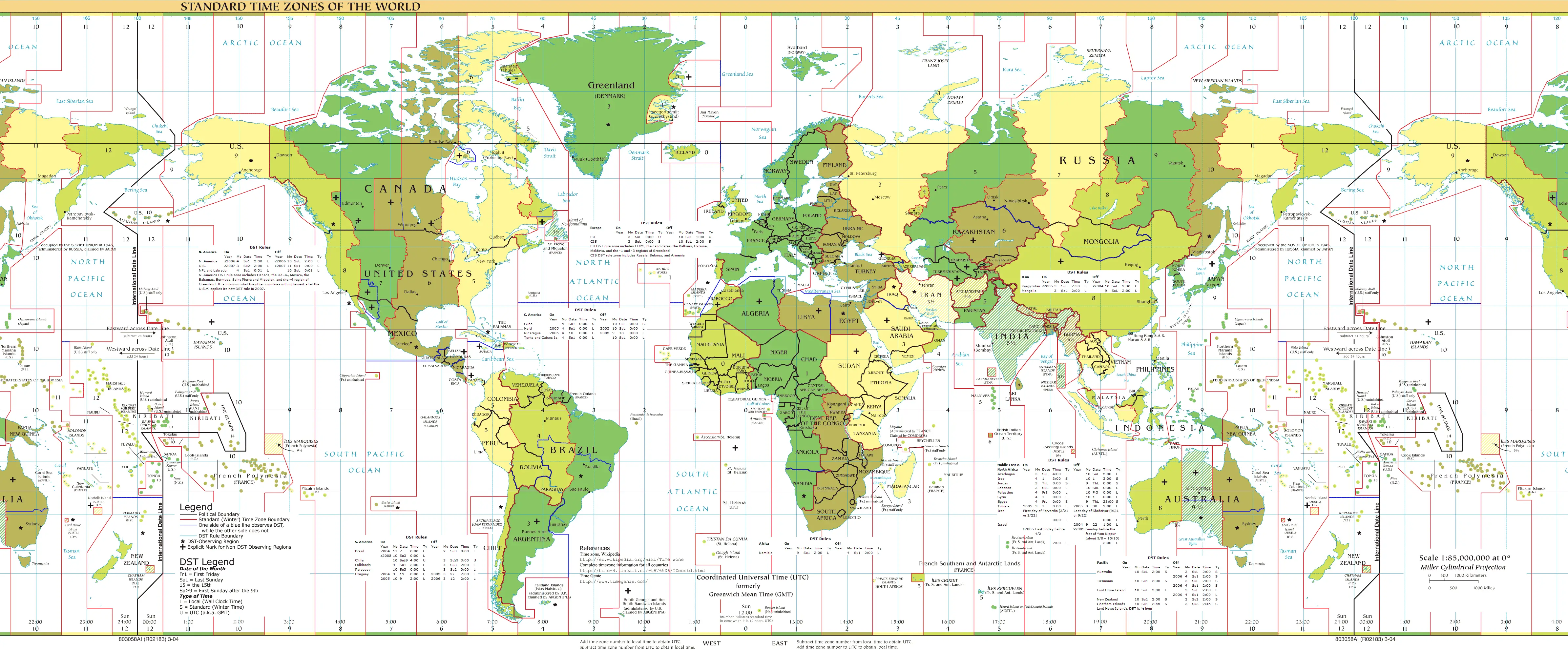 Standard Timezones of the World